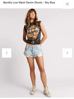 One Teaspoon Bandits Light Blue Low Waist Denim Shorts